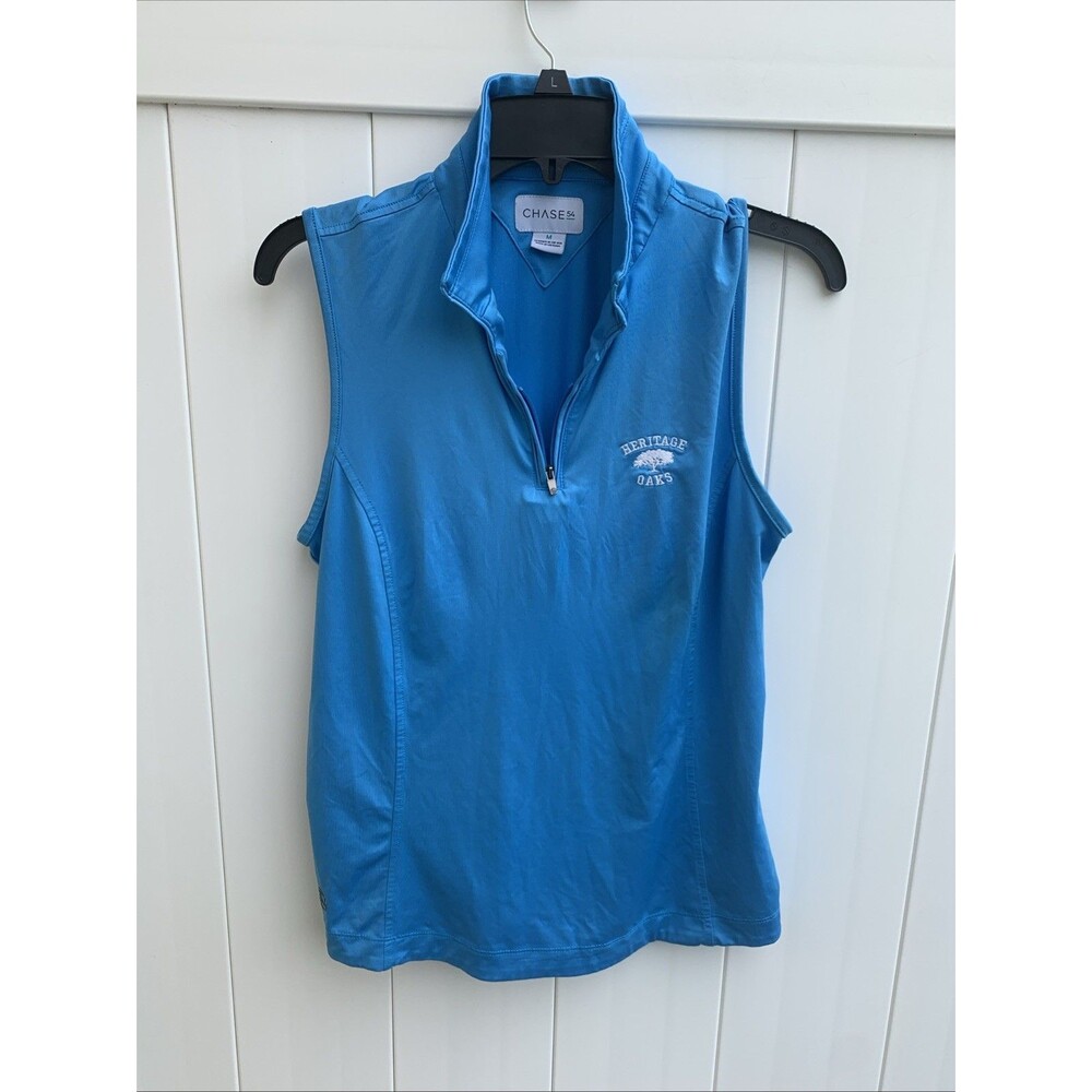 Chase 54 Polo Womens Medium Blue Golf Top Short Sleeve Heritage Oaks